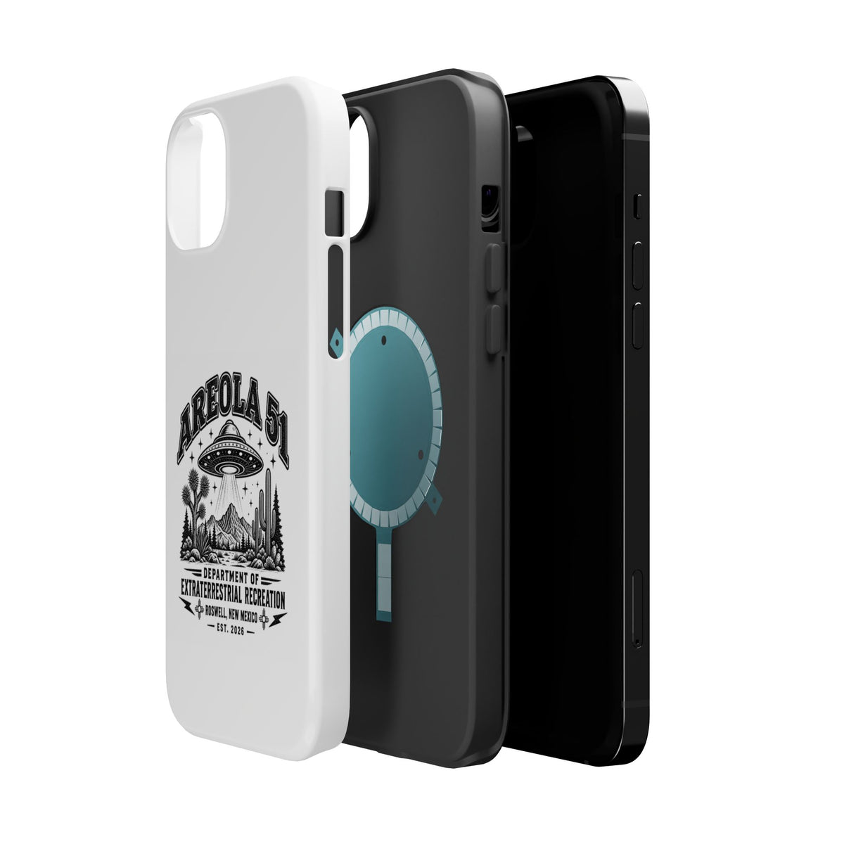 Areola 51 Magnetic Impact-Resistant Phone Case — Retro UFO Roswell Design