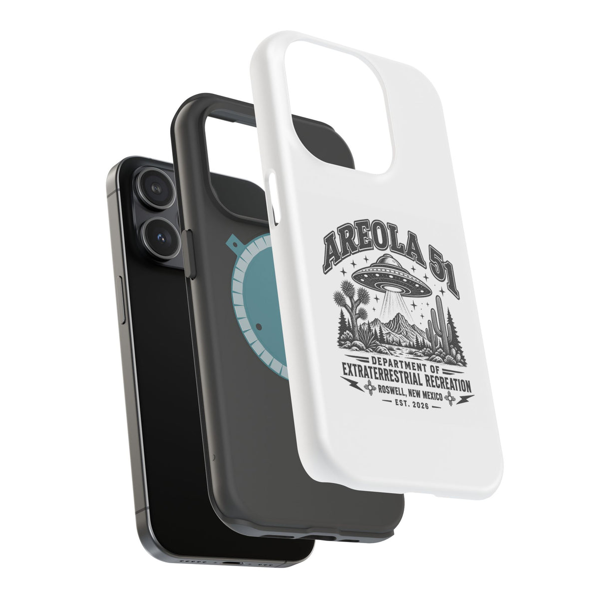 Areola 51 Magnetic Impact-Resistant Phone Case — Retro UFO Roswell Design
