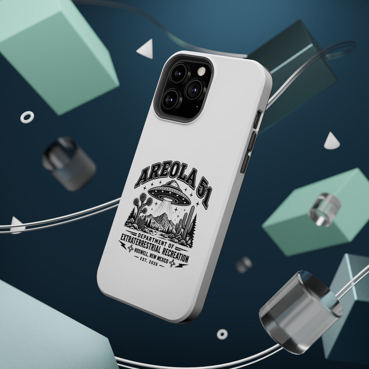 Areola 51 Magnetic Impact-Resistant Phone Case — Retro UFO Roswell Design