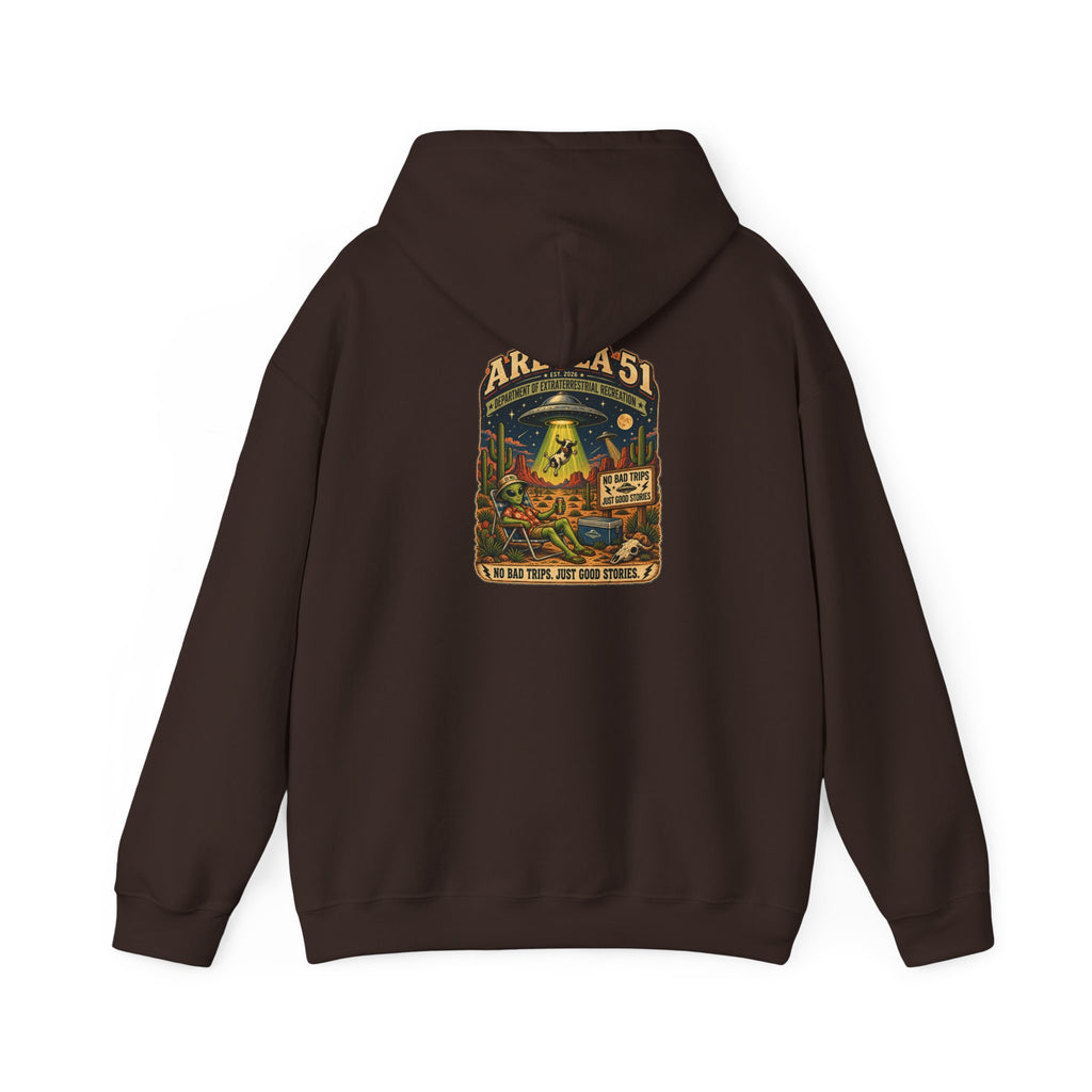 Area 51 Alien Hoodie — Retro UFO Abduction Graphic Pullover