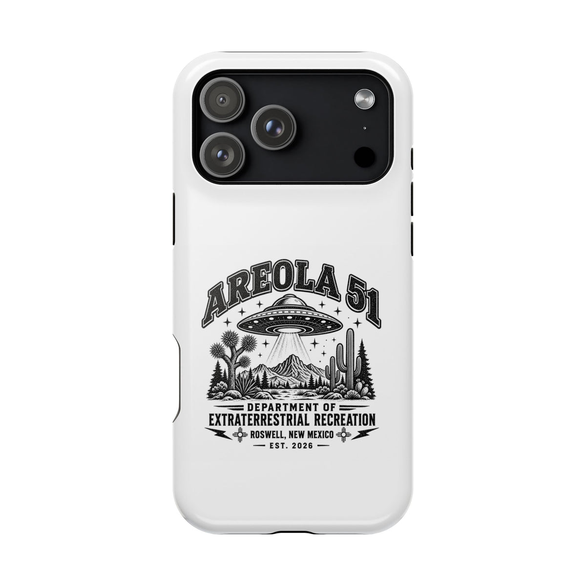 Areola 51 Magnetic Impact-Resistant Phone Case — Retro UFO Roswell Design