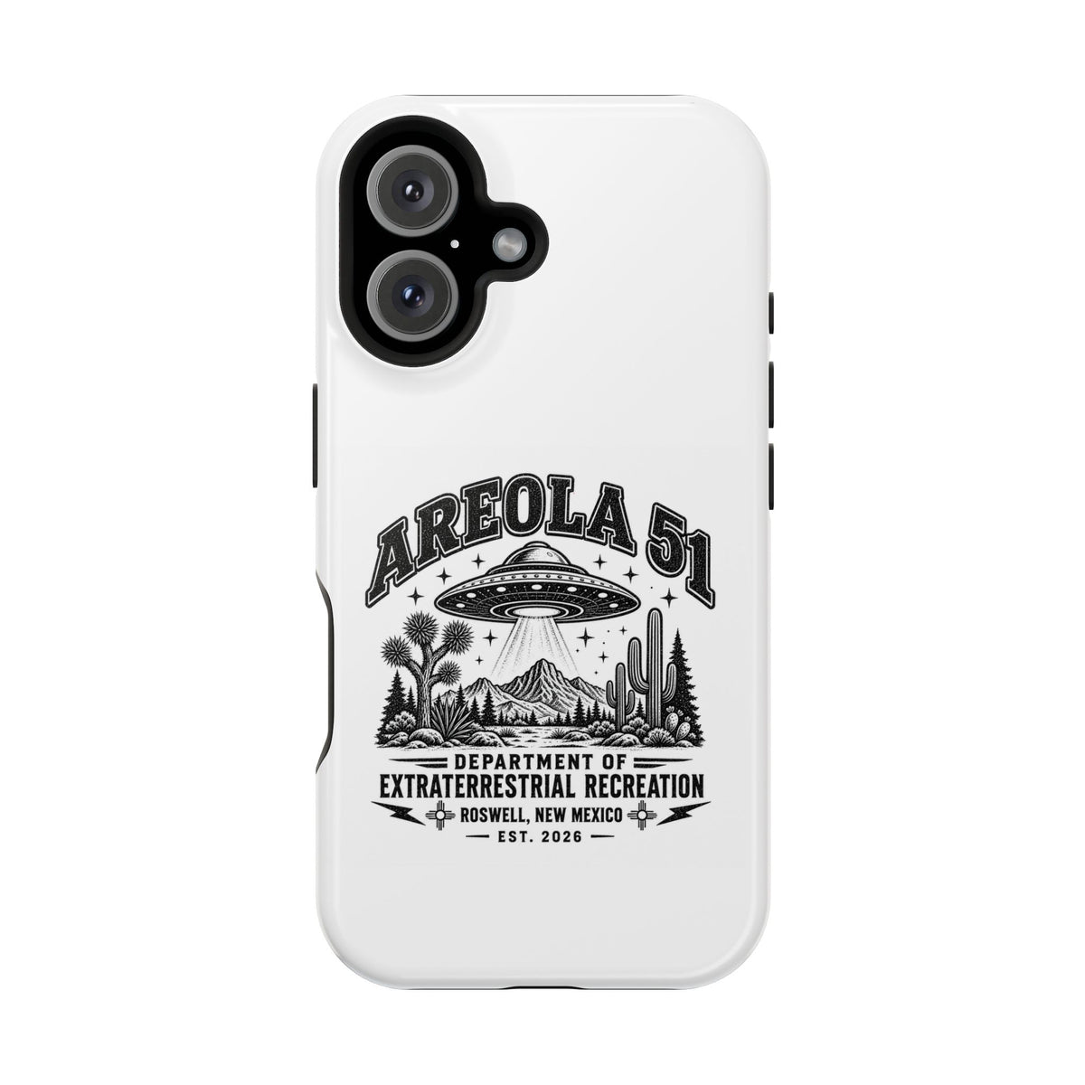 Areola 51 Magnetic Impact-Resistant Phone Case — Retro UFO Roswell Design