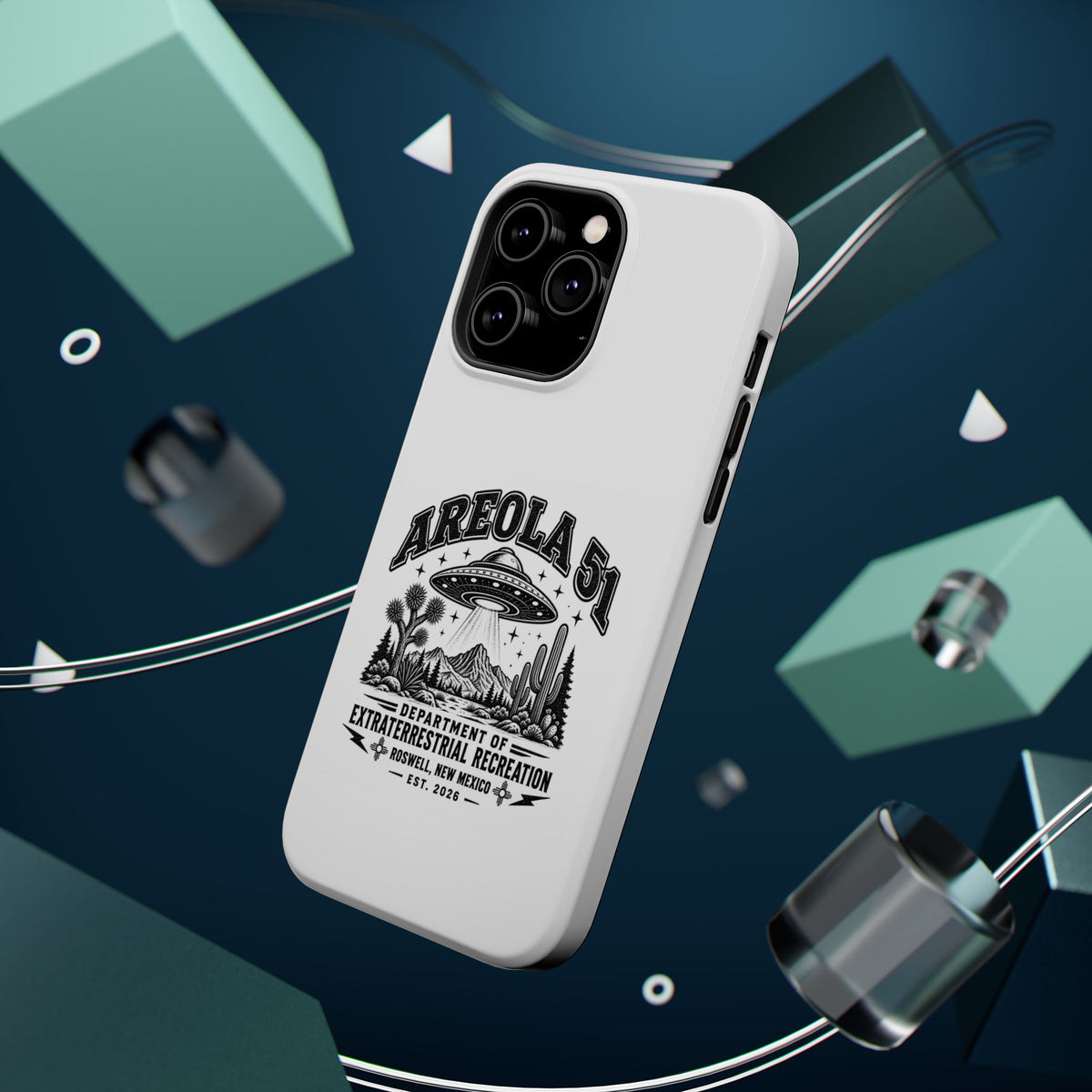 Areola 51 Magnetic Impact-Resistant Phone Case — Retro UFO Roswell Design