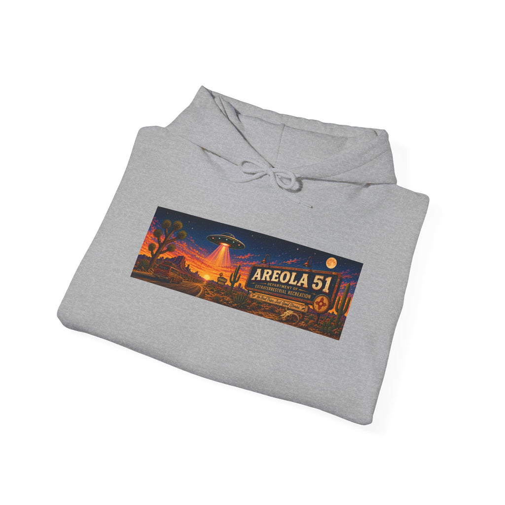 Area 51 Alien Hoodie — Retro UFO Abduction Graphic Pullover