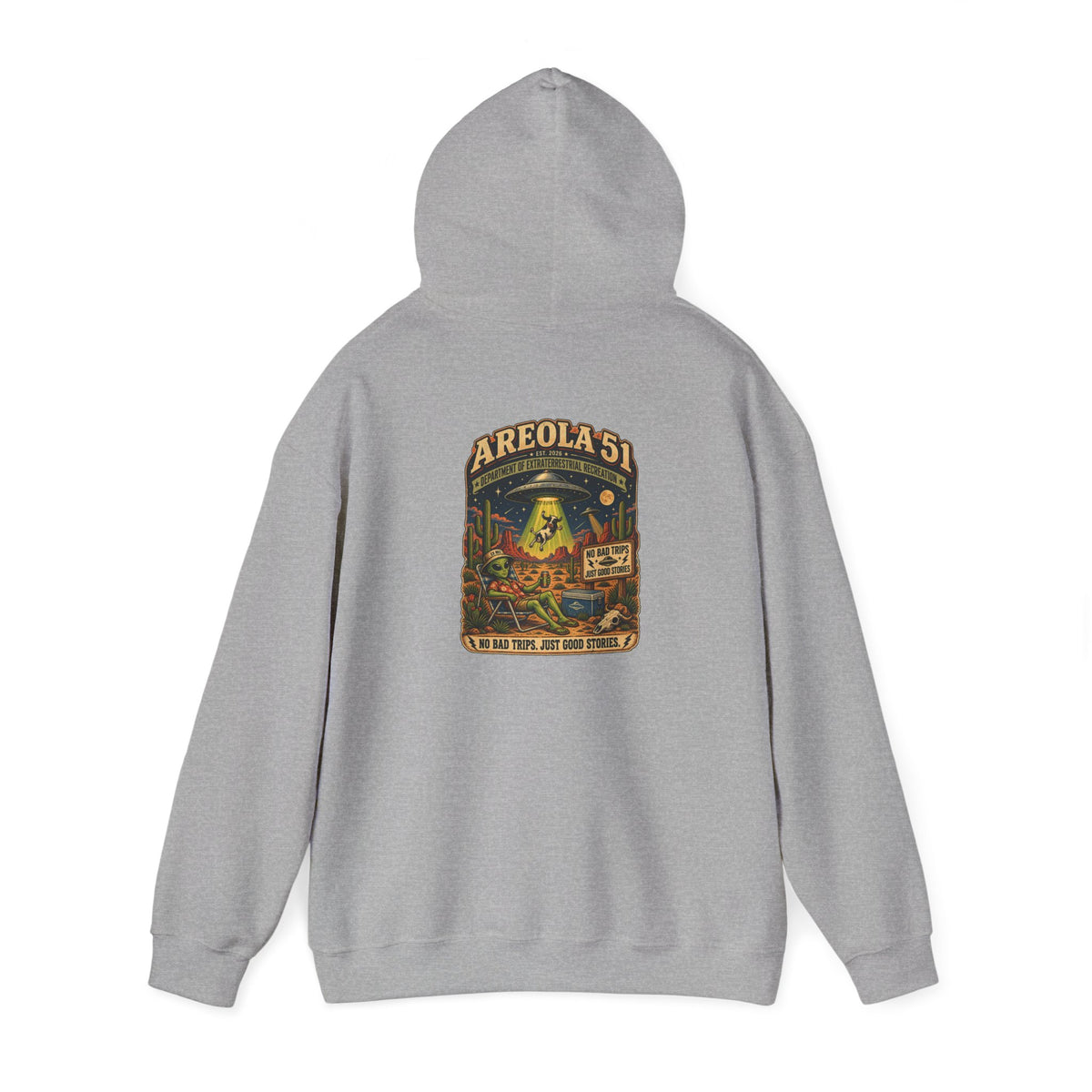 Area 51 Alien Hoodie — Retro UFO Abduction Graphic Pullover