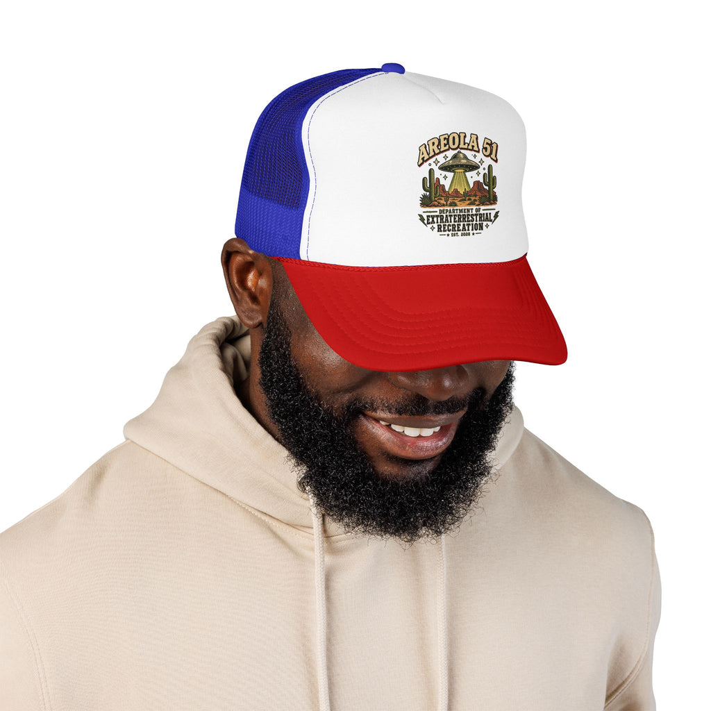 Areola 51 UFO Trucker Hat – Vintage Alien Abduction Design