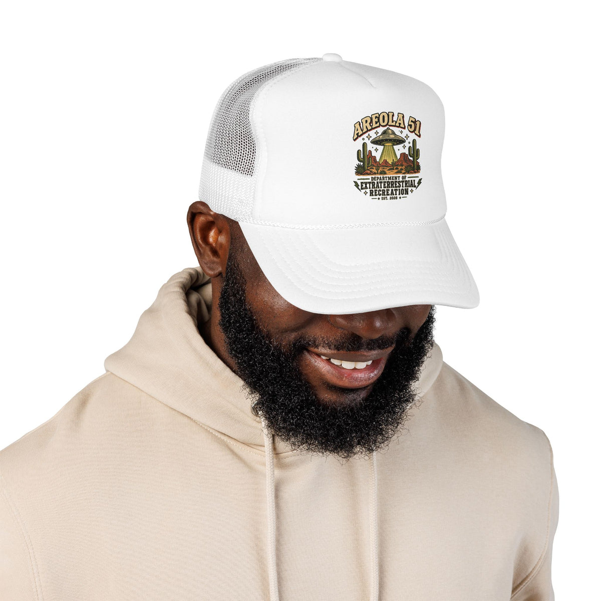 Areola 51 UFO Trucker Hat – Vintage Alien Abduction Design