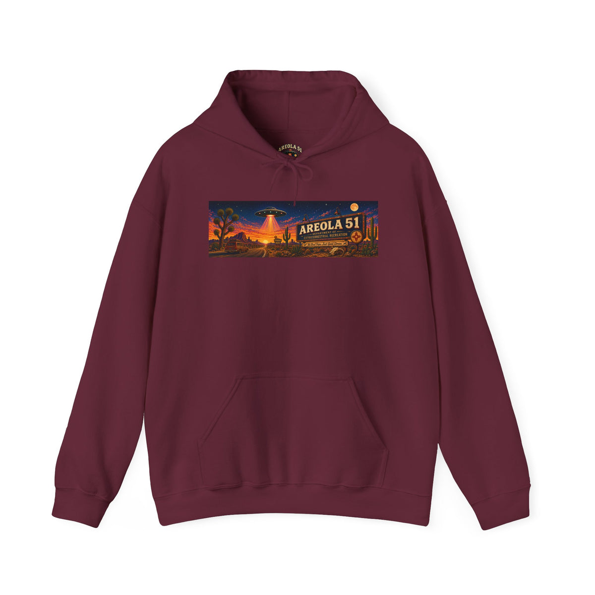 Area 51 Alien Hoodie — Retro UFO Abduction Graphic Pullover