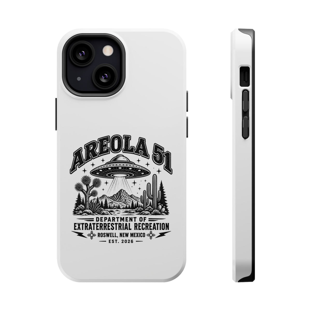 Areola 51 Magnetic Impact-Resistant Phone Case — Retro UFO Roswell Design