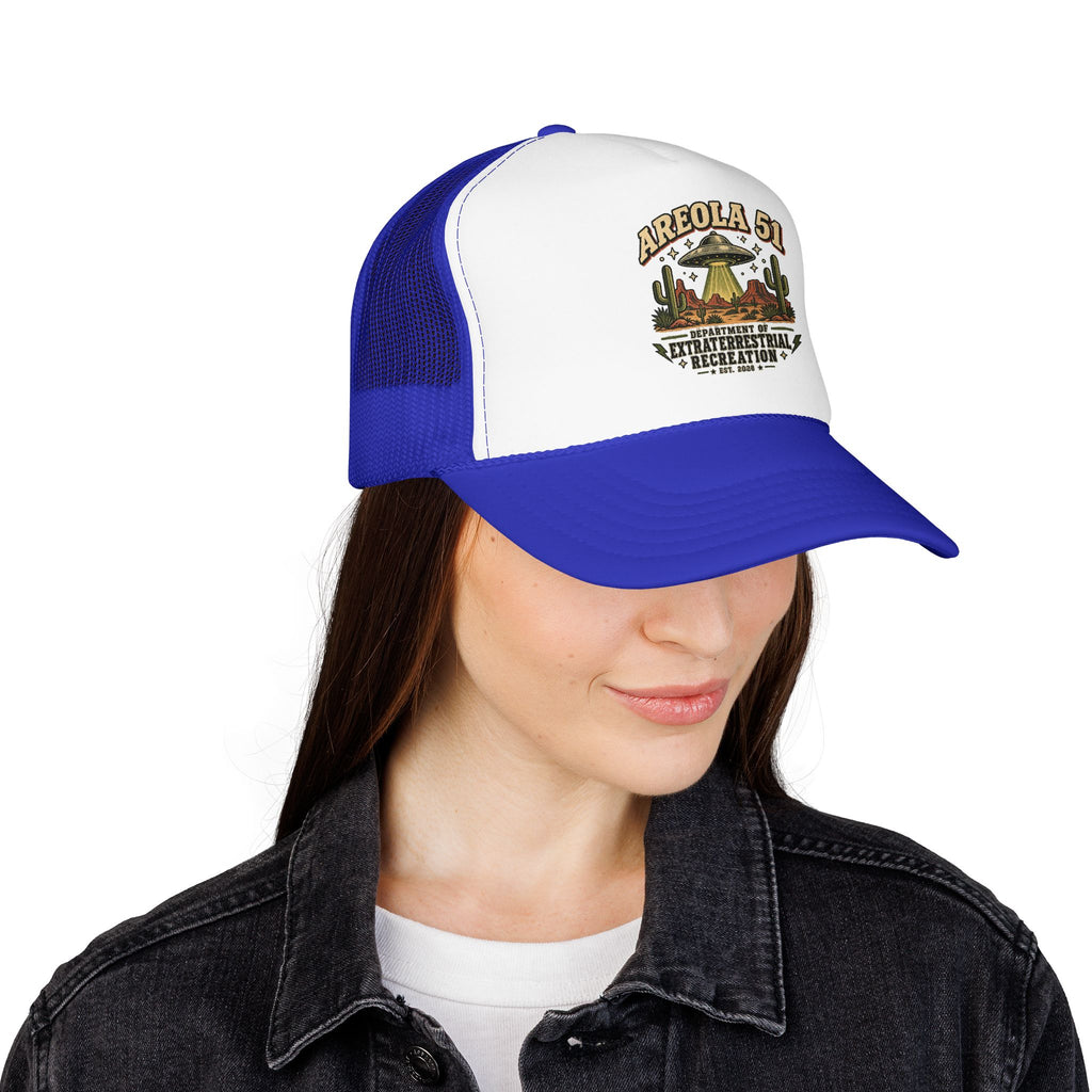 Areola 51 UFO Trucker Hat – Vintage Alien Abduction Design