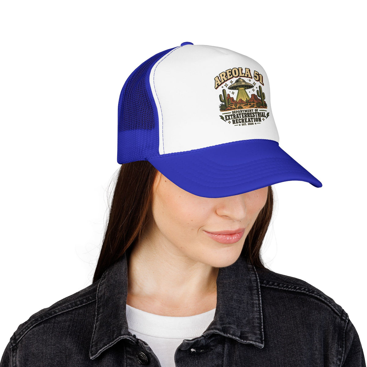 Areola 51 UFO Trucker Hat – Vintage Alien Abduction Design