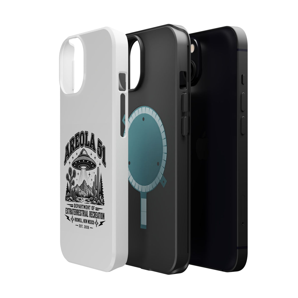 Areola 51 Magnetic Impact-Resistant Phone Case — Retro UFO Roswell Design