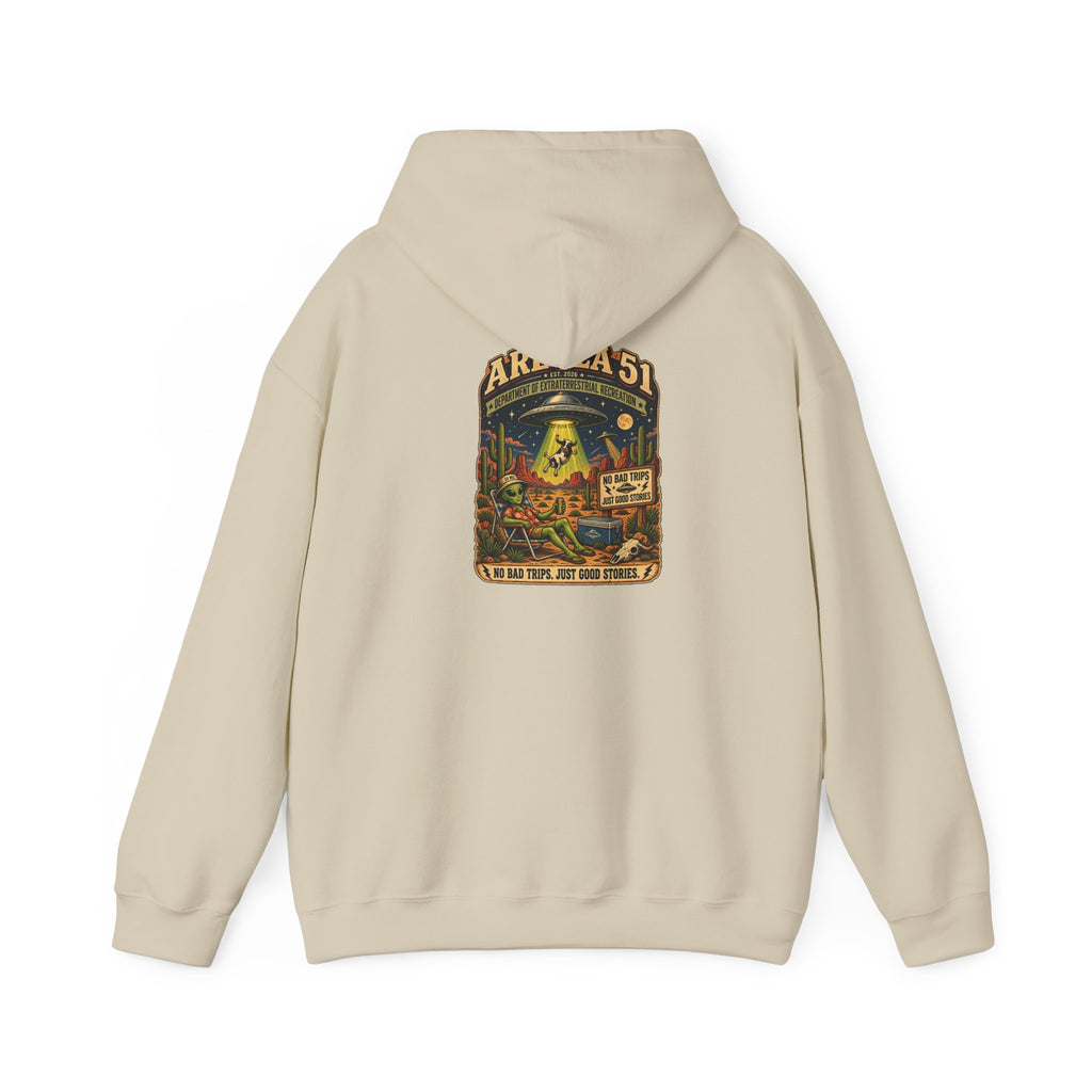 Area 51 Alien Hoodie — Retro UFO Abduction Graphic Pullover