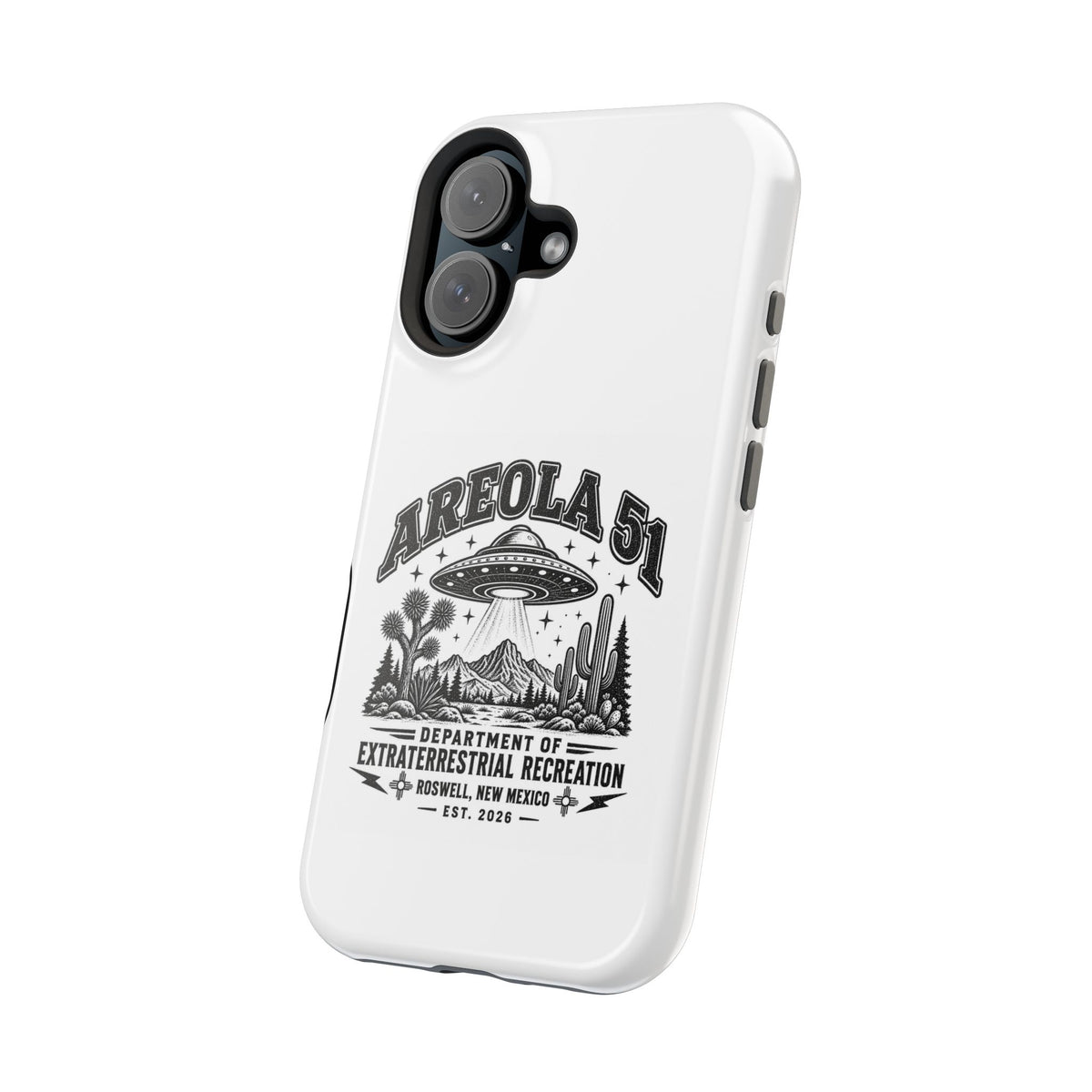 Areola 51 Magnetic Impact-Resistant Phone Case — Retro UFO Roswell Design