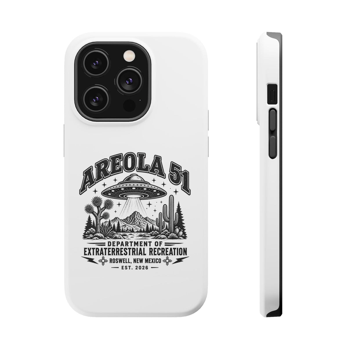 Areola 51 Magnetic Impact-Resistant Phone Case — Retro UFO Roswell Design