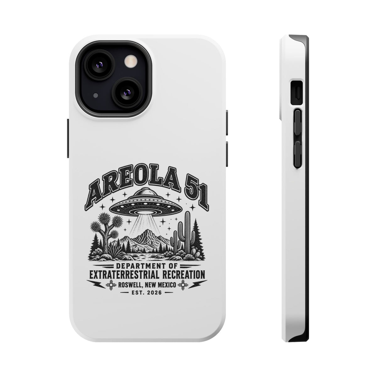 Areola 51 Magnetic Impact-Resistant Phone Case — Retro UFO Roswell Design