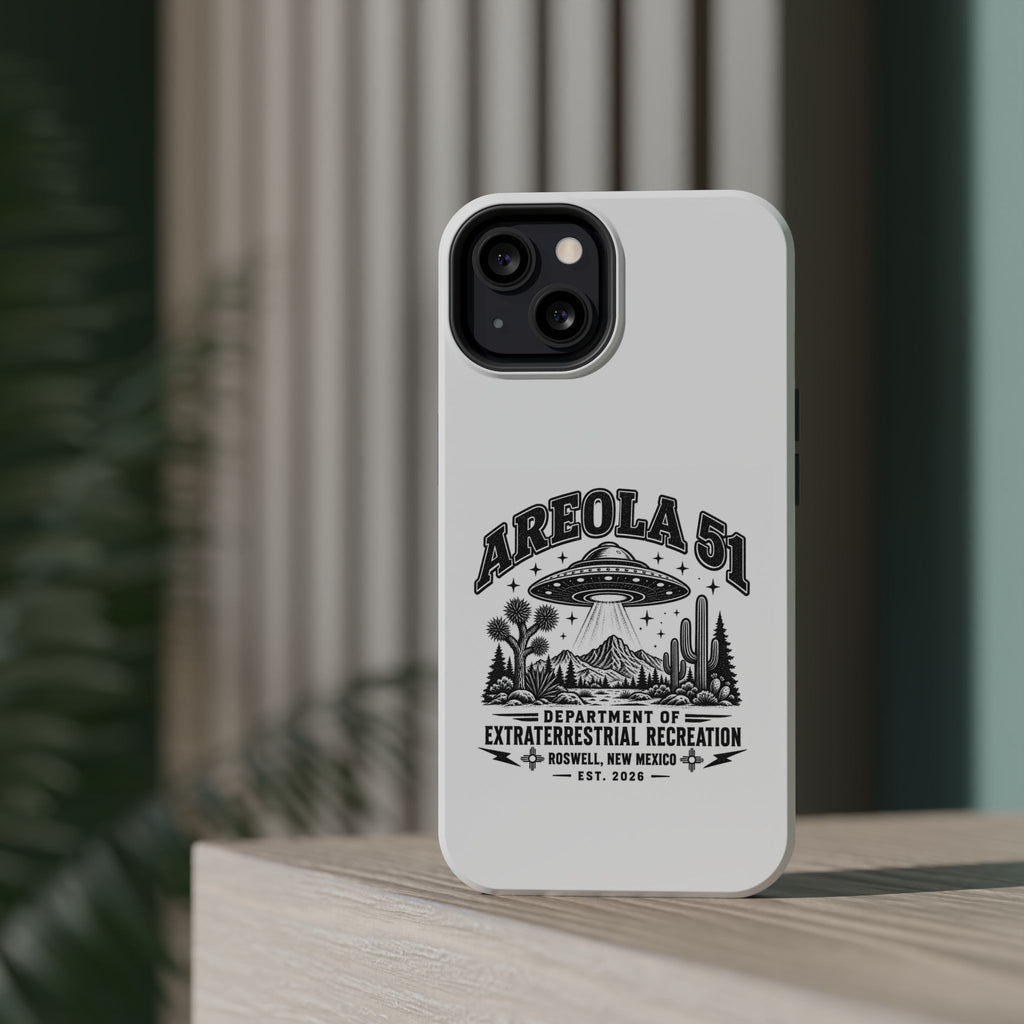 Areola 51 Magnetic Impact-Resistant Phone Case — Retro UFO Roswell Design