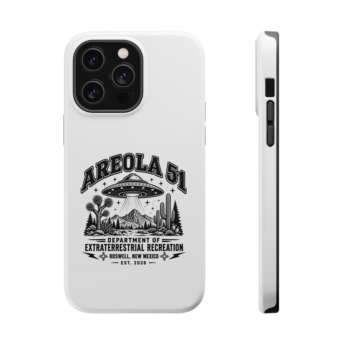 Areola 51 Magnetic Impact-Resistant Phone Case — Retro UFO Roswell Design