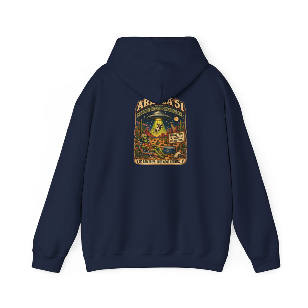 Area 51 Alien Hoodie — Retro UFO Abduction Graphic Pullover