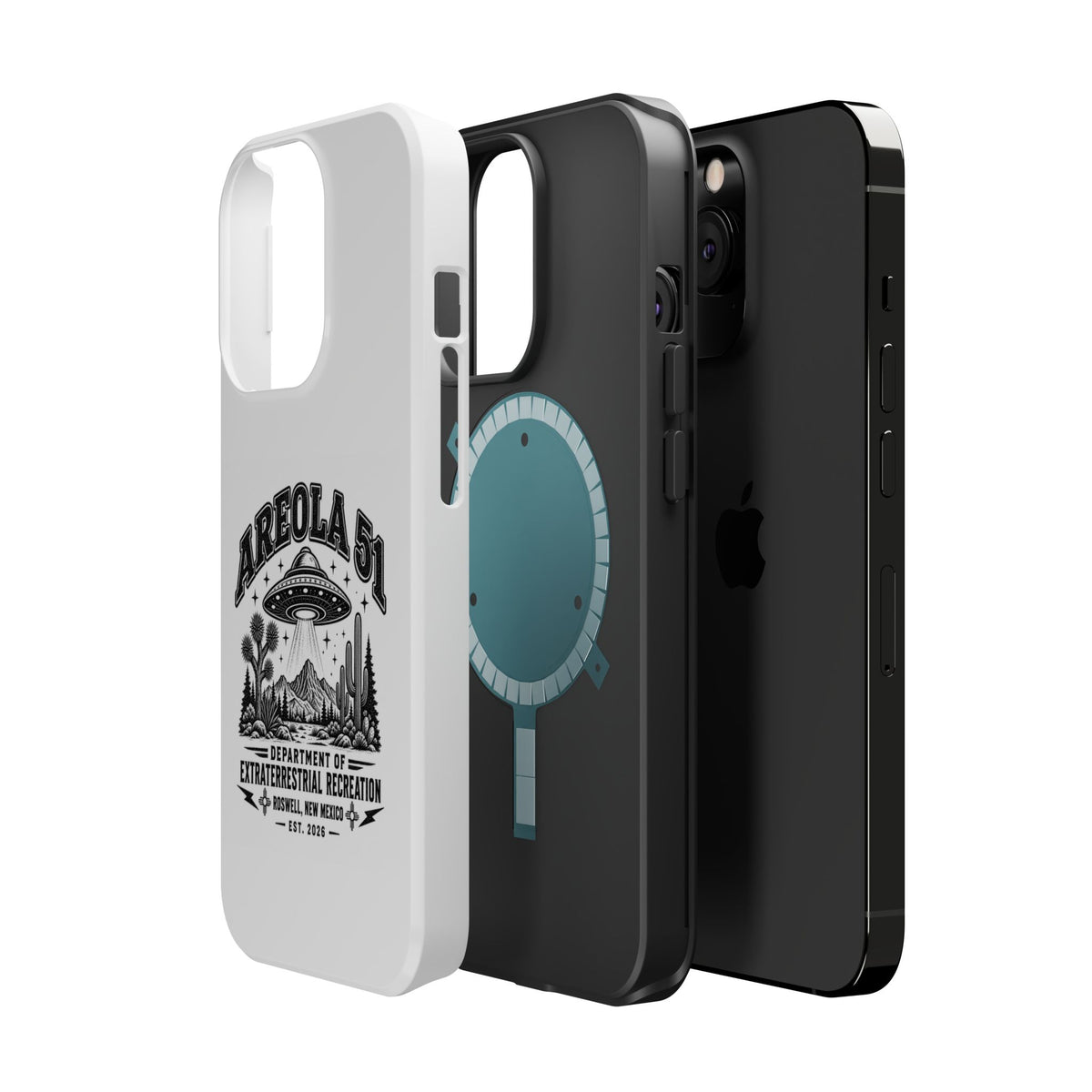 Areola 51 Magnetic Impact-Resistant Phone Case — Retro UFO Roswell Design