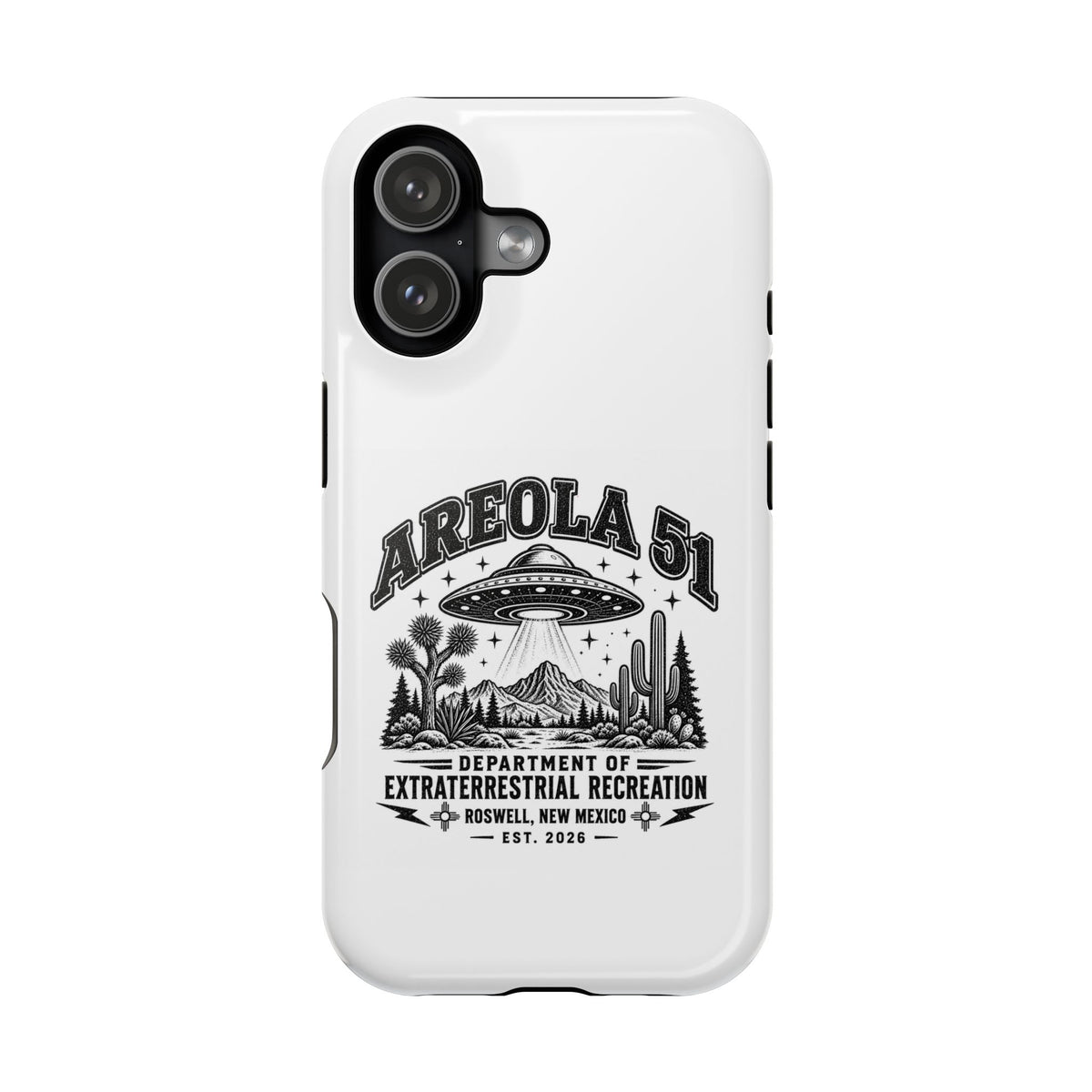 Areola 51 Magnetic Impact-Resistant Phone Case — Retro UFO Roswell Design