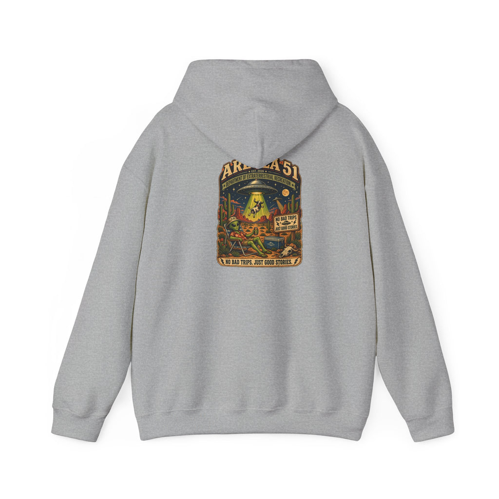 Area 51 Alien Hoodie — Retro UFO Abduction Graphic Pullover