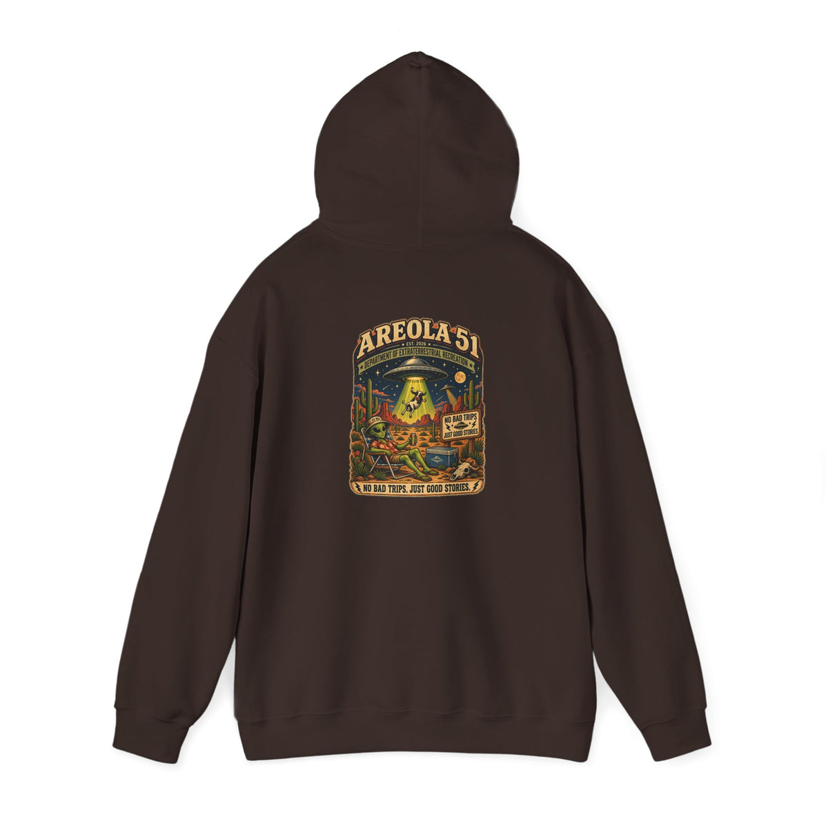 Area 51 Alien Hoodie — Retro UFO Abduction Graphic Pullover