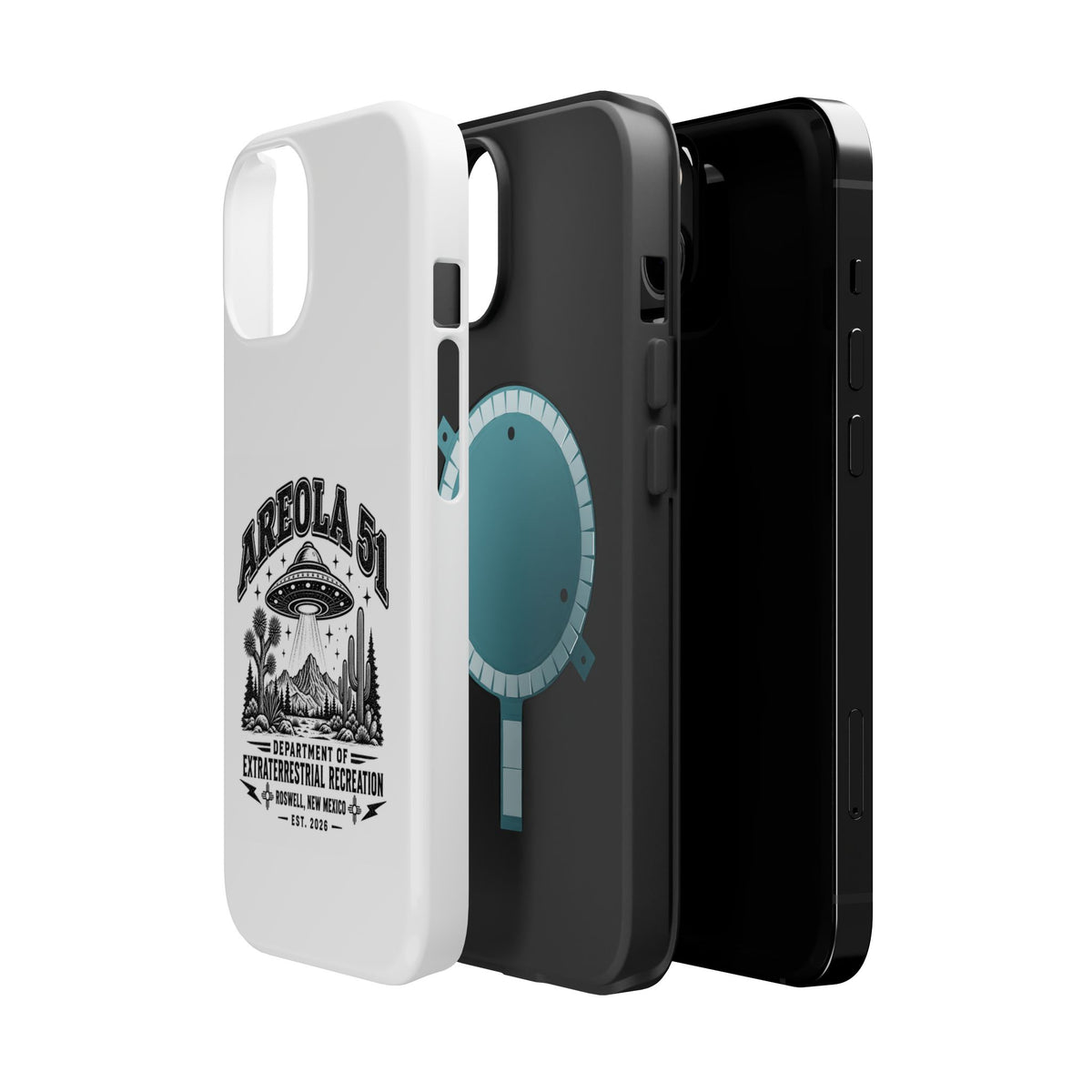 Areola 51 Magnetic Impact-Resistant Phone Case — Retro UFO Roswell Design
