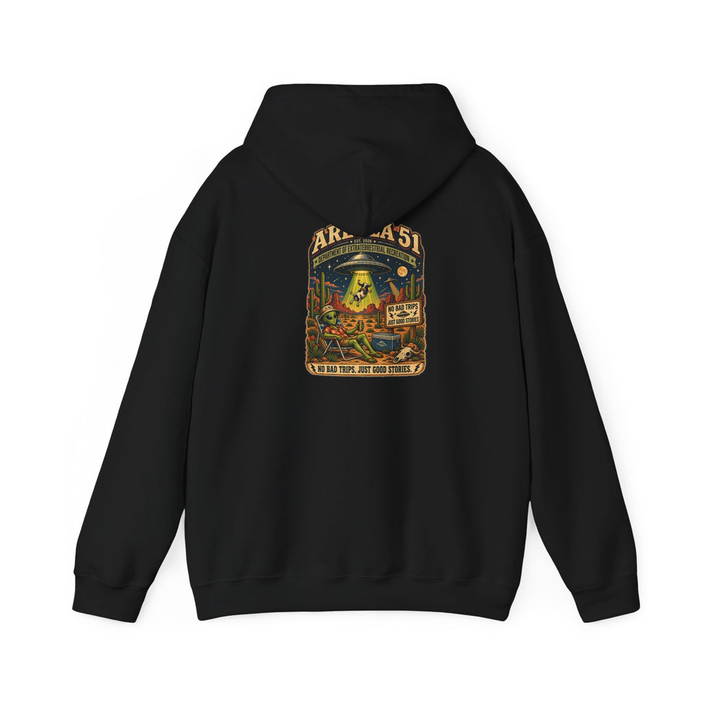 Area 51 Alien Hoodie — Retro UFO Abduction Graphic Pullover