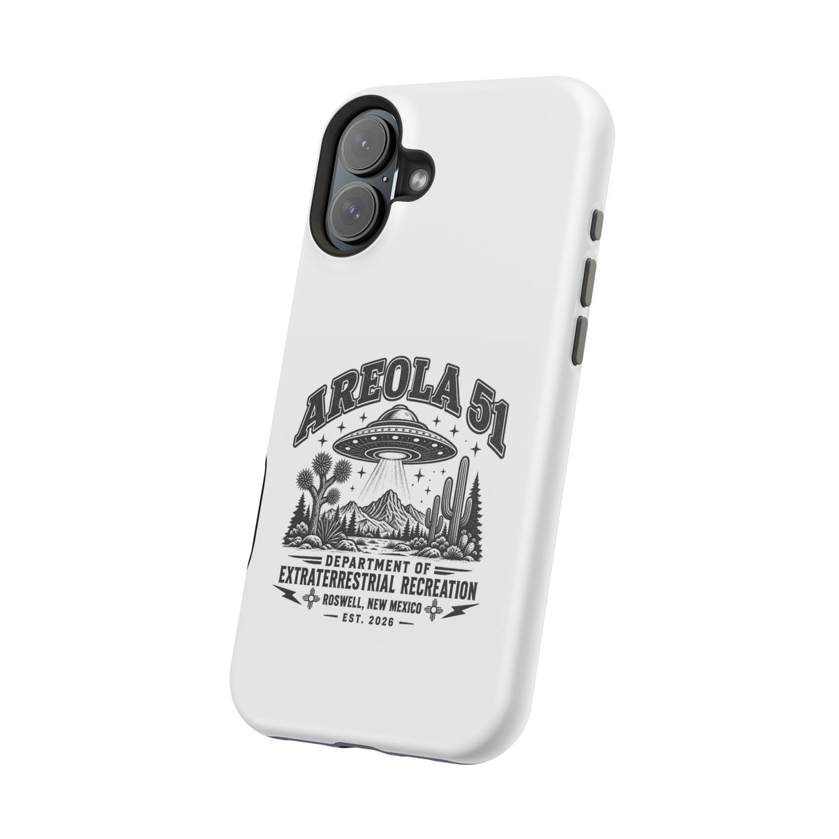 Areola 51 Magnetic Impact-Resistant Phone Case — Retro UFO Roswell Design