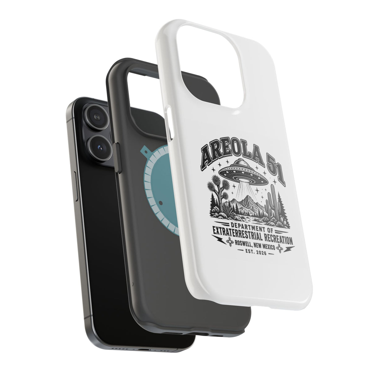 Areola 51 Magnetic Impact-Resistant Phone Case — Retro UFO Roswell Design