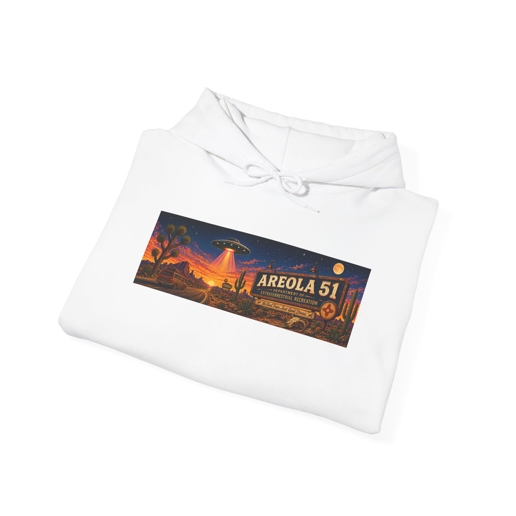 Area 51 Alien Hoodie — Retro UFO Abduction Graphic Pullover
