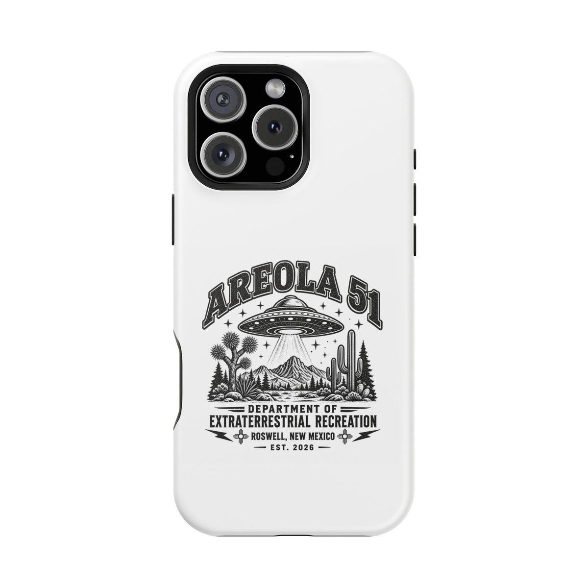 Areola 51 Magnetic Impact-Resistant Phone Case — Retro UFO Roswell Design