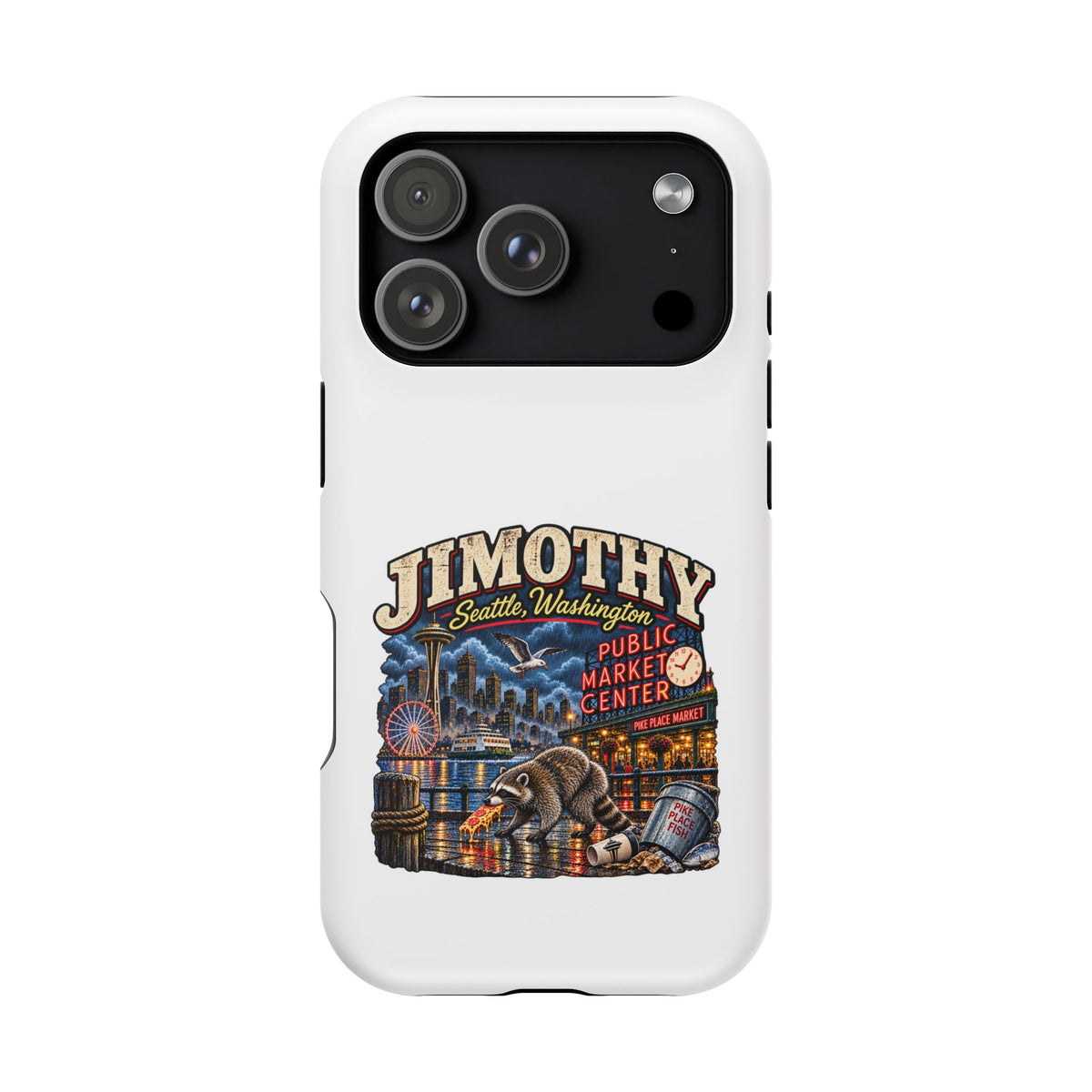Personalized Seattle Phone Case — 'JIMOTHY' Market Center Design (Magnetic, Impact-Resistant)
