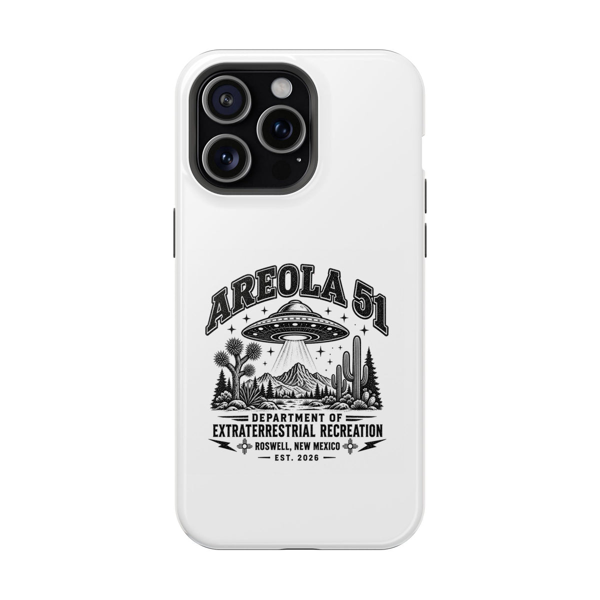 Areola 51 Magnetic Impact-Resistant Phone Case — Retro UFO Roswell Design