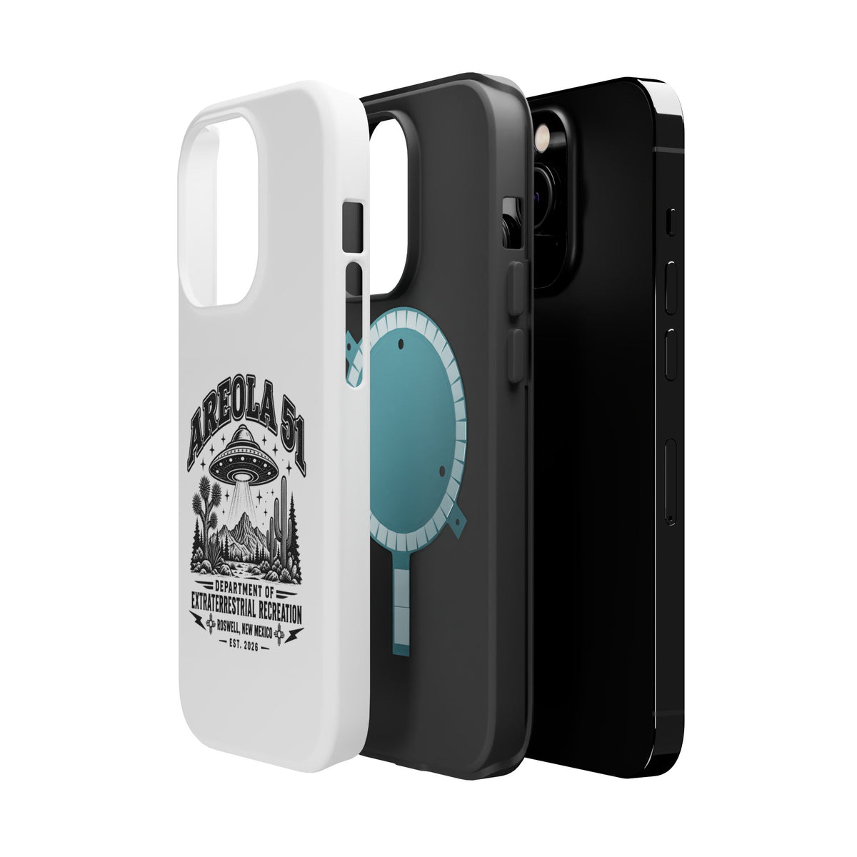 Areola 51 Magnetic Impact-Resistant Phone Case — Retro UFO Roswell Design