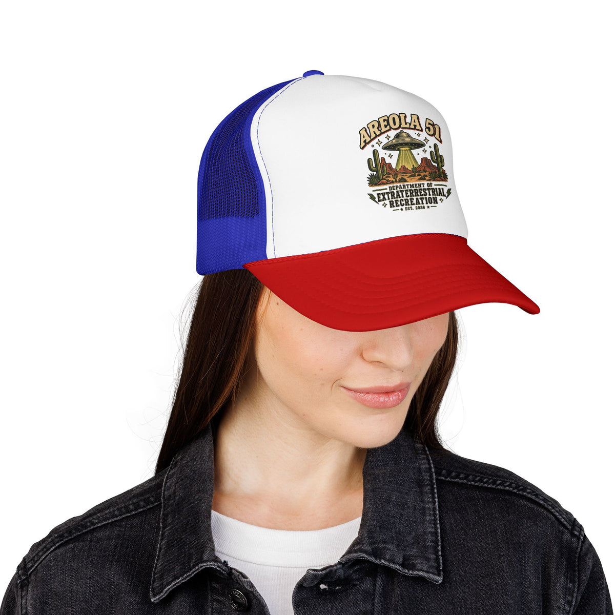 Areola 51 UFO Trucker Hat – Vintage Alien Abduction Design