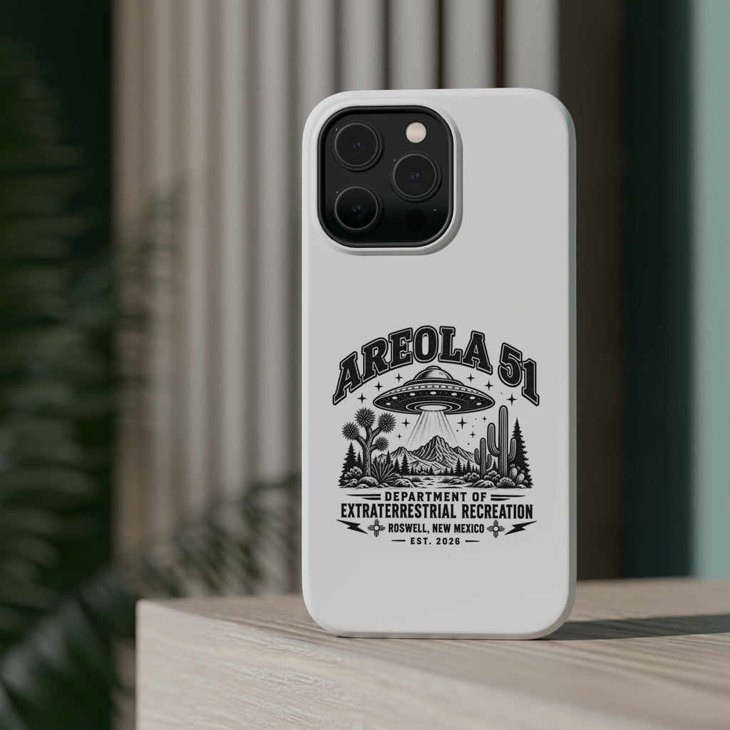 Areola 51 Magnetic Impact-Resistant Phone Case — Retro UFO Roswell Design