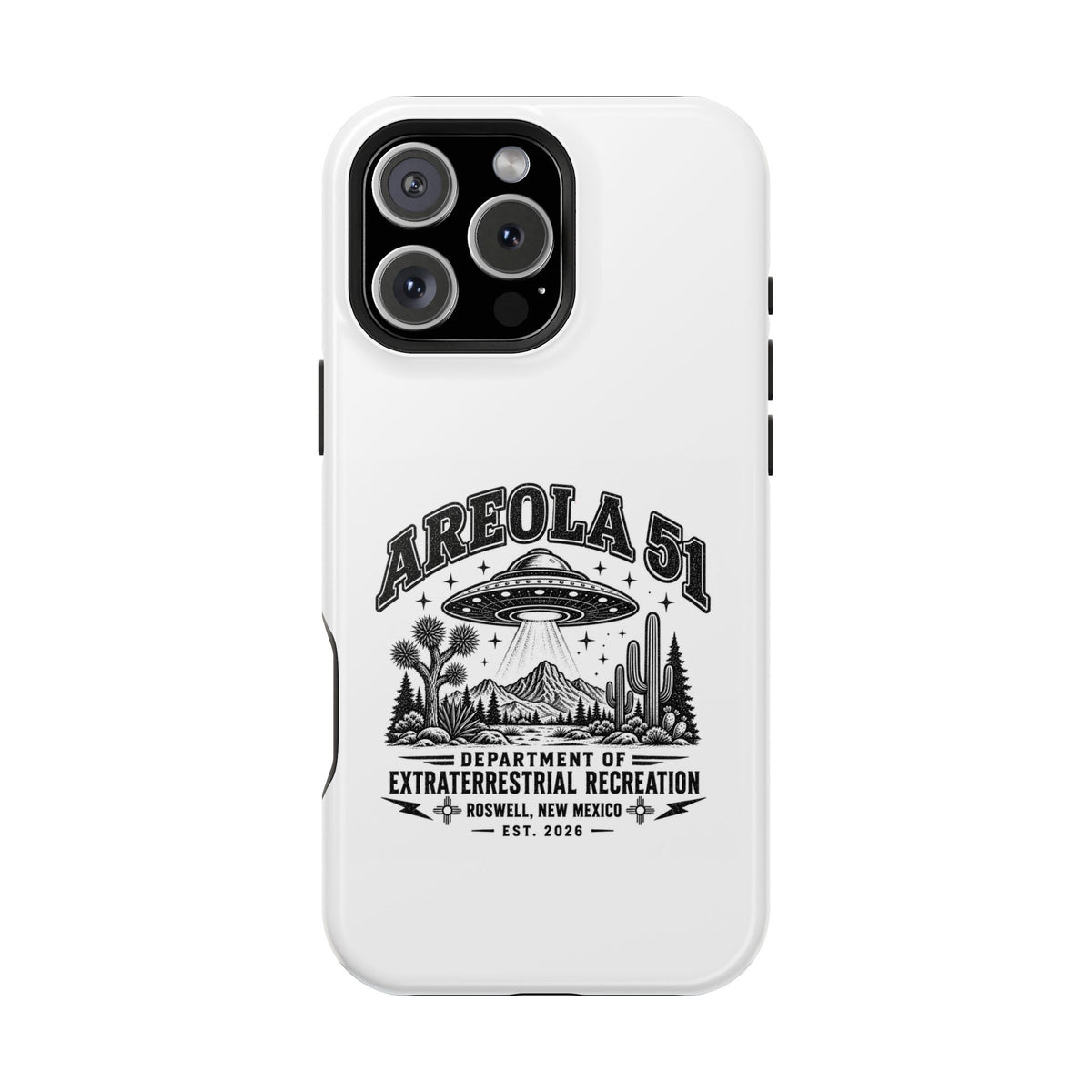 Areola 51 Magnetic Impact-Resistant Phone Case — Retro UFO Roswell Design