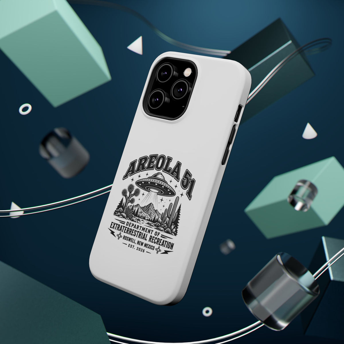 Areola 51 Magnetic Impact-Resistant Phone Case — Retro UFO Roswell Design