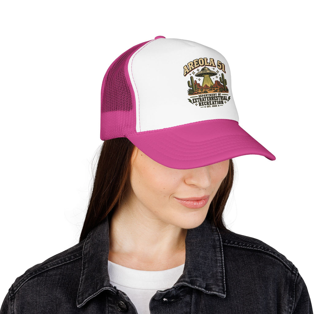 Areola 51 UFO Trucker Hat – Vintage Alien Abduction Design