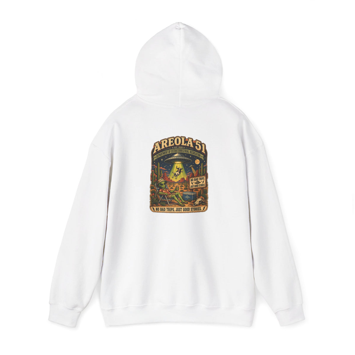 Area 51 Alien Hoodie — Retro UFO Abduction Graphic Pullover