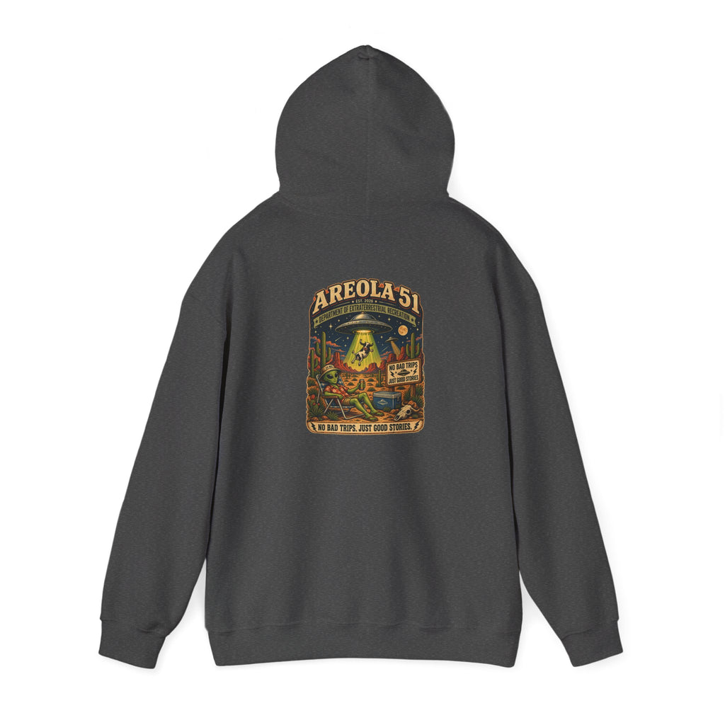 Area 51 Alien Hoodie — Retro UFO Abduction Graphic Pullover