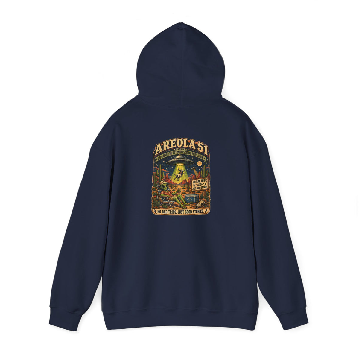 Area 51 Alien Hoodie — Retro UFO Abduction Graphic Pullover