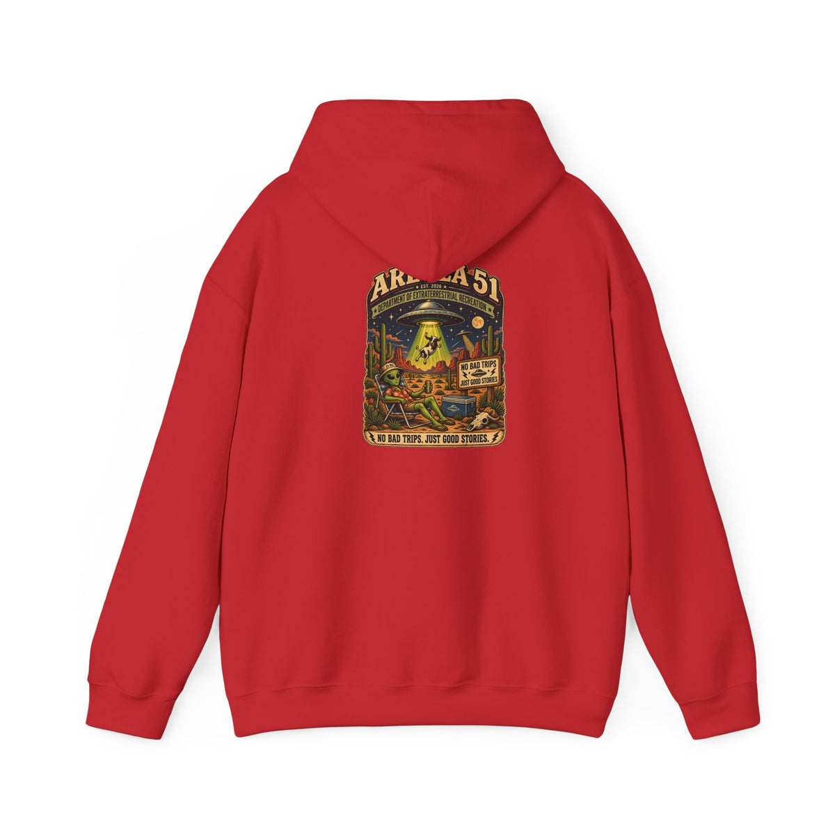 Area 51 Alien Hoodie — Retro UFO Abduction Graphic Pullover