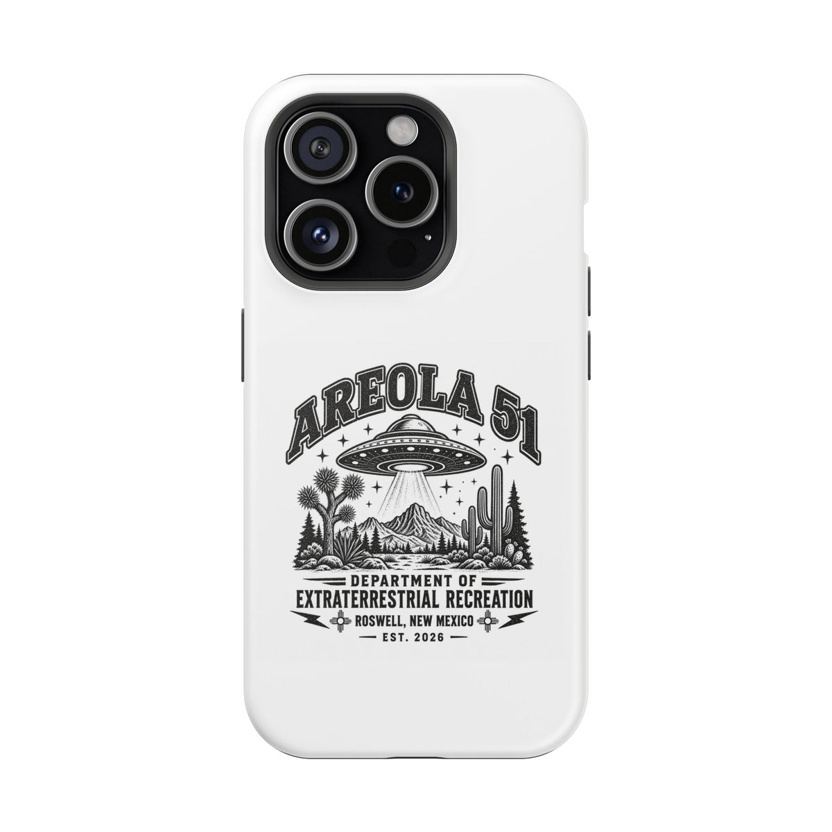 Areola 51 Magnetic Impact-Resistant Phone Case — Retro UFO Roswell Design