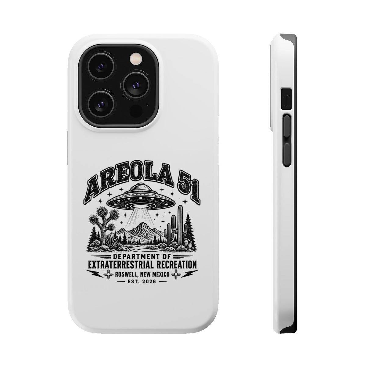 Areola 51 Magnetic Impact-Resistant Phone Case — Retro UFO Roswell Design