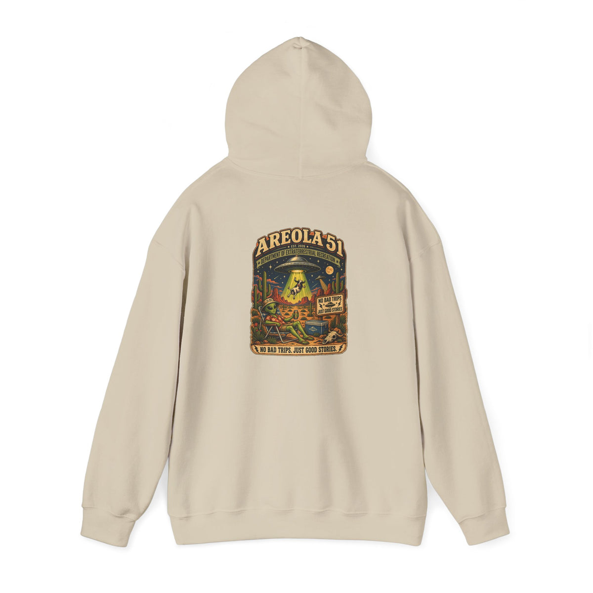 Area 51 Alien Hoodie — Retro UFO Abduction Graphic Pullover