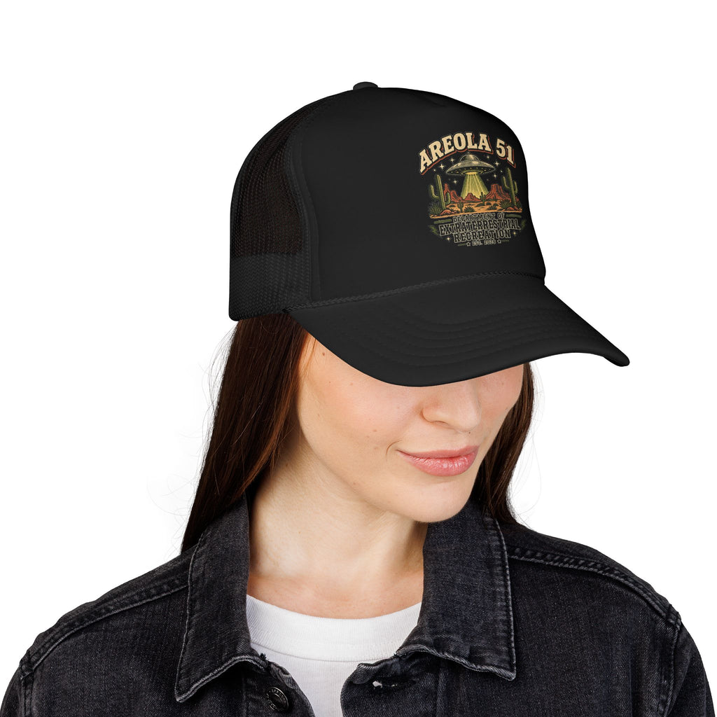 Areola 51 UFO Trucker Hat – Vintage Alien Abduction Design