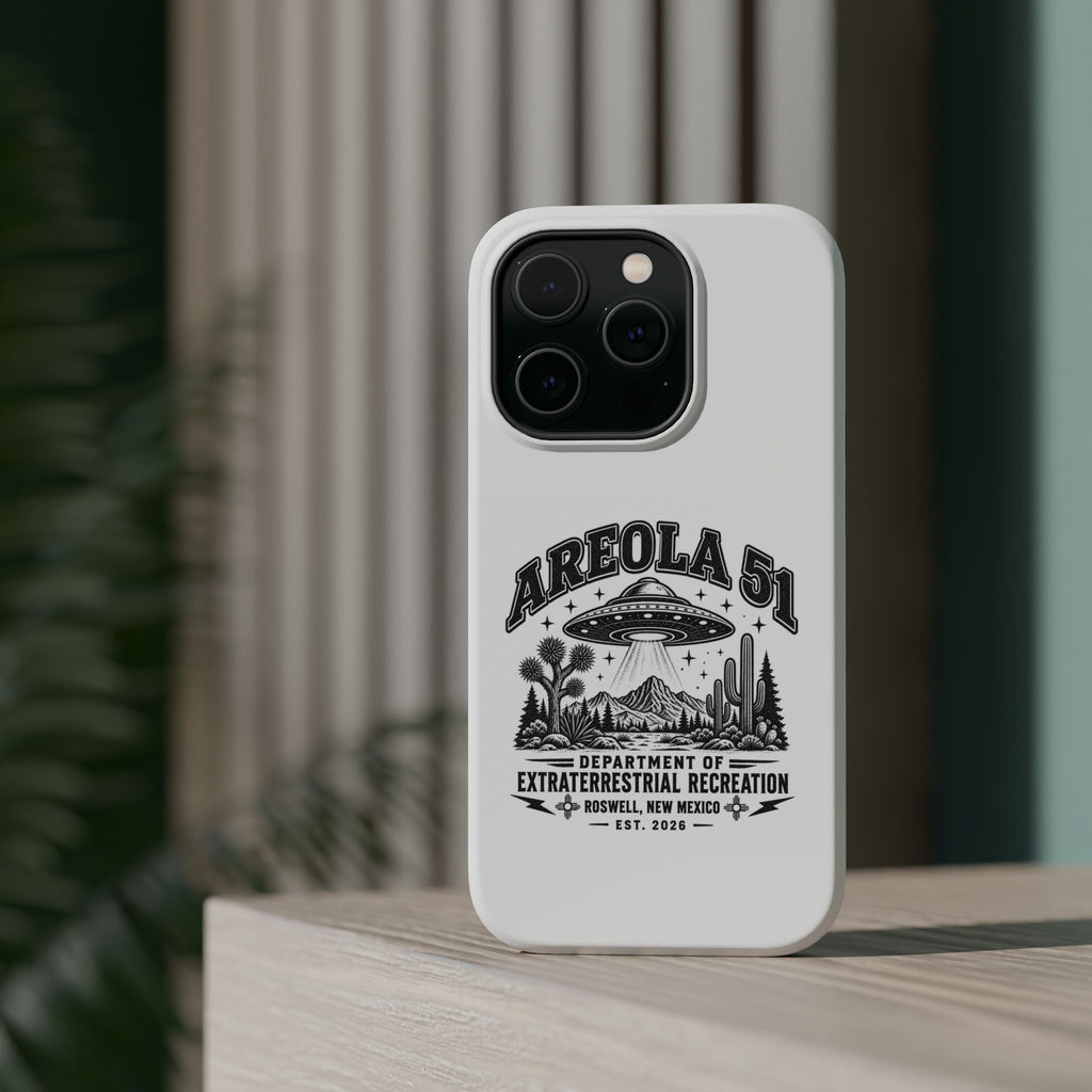 Areola 51 Magnetic Impact-Resistant Phone Case — Retro UFO Roswell Design